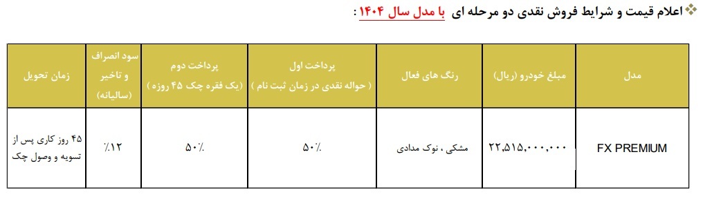 فروش فوق العاده فونیکس FX آغاز شد +جدول