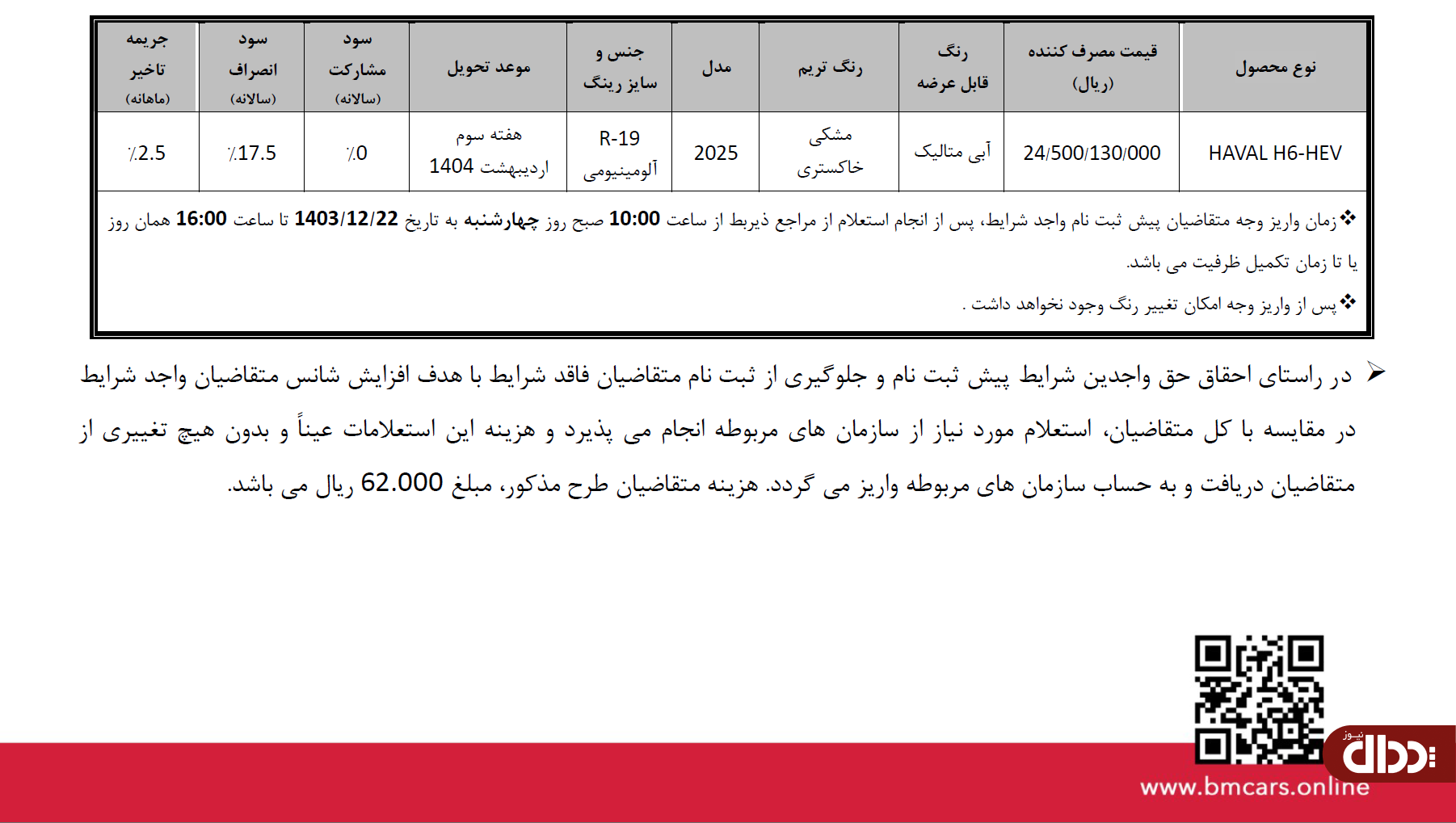 شرایط فروش نقدی هاوال H6 هیبرید اعلام شد