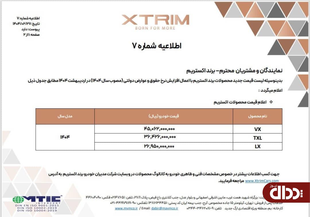 قیمت جدید محصولات لوکس اکستریم اعلام شد +جدول