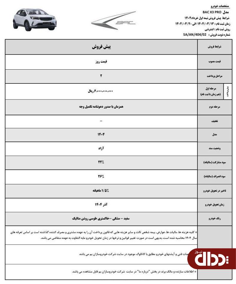 بخشنامه فروش فوری و پیش فروش بک X3 PRO اعلام شد +جدول