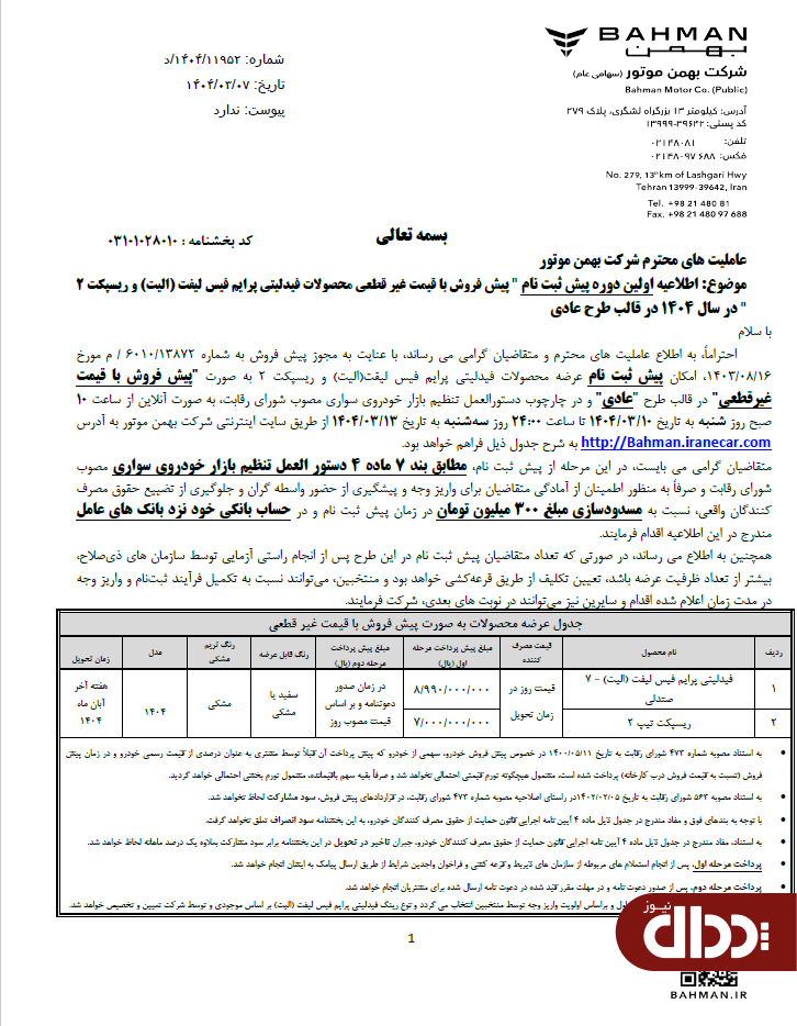 شرایط فروش فیدلیتی الیت و ریسپکت 2 اعلام شد +جدول