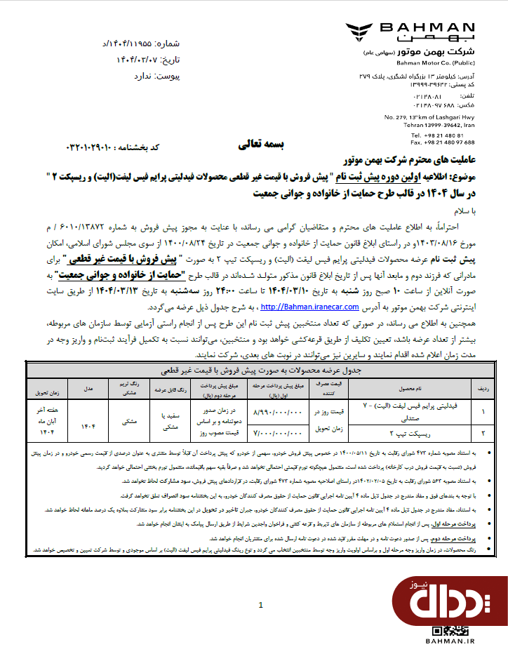 شرایط فروش فیدلیتی الیت و ریسپکت 2 اعلام شد +جدول