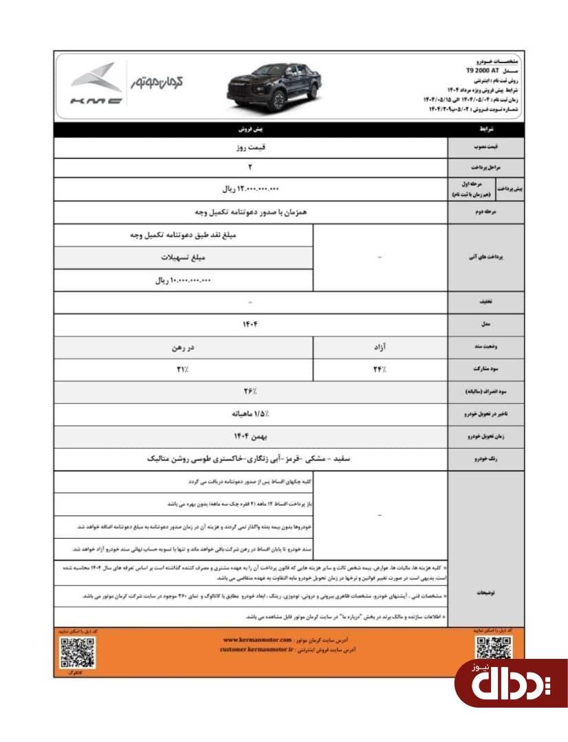 شرایط فروش KMC SR۳، KMC J۷ و KMC T۹ اعلام شد +جدول