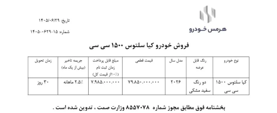 کیا سلتوس هرمس خودرو