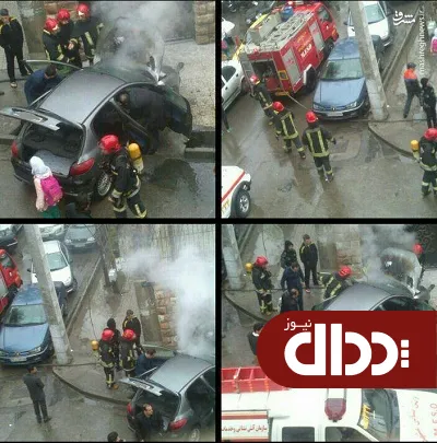 عکس/ آتش گرفتن پژو 206 در مشهد