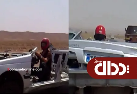 عکس/ رانندگی با «کلاه کاسکت» در پرشیا عجیب!