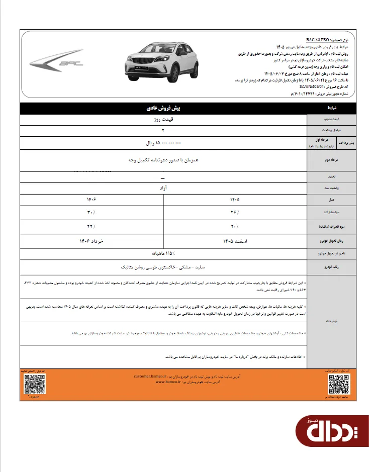 BAC X3 PRO خودروسازان بم