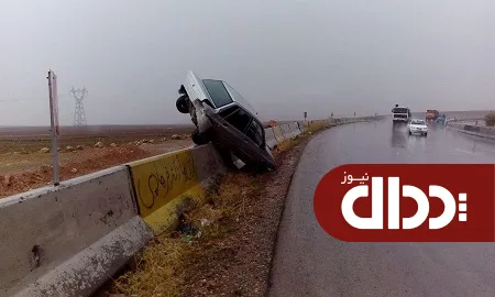 عکس/ تصادف عجیب یک خودرو در جاده کرمانشاه