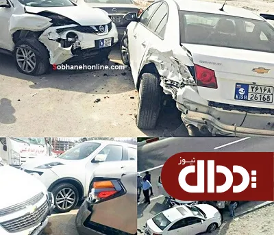 عکس/ تصادف عجیب نیسان و شورولت در کیش