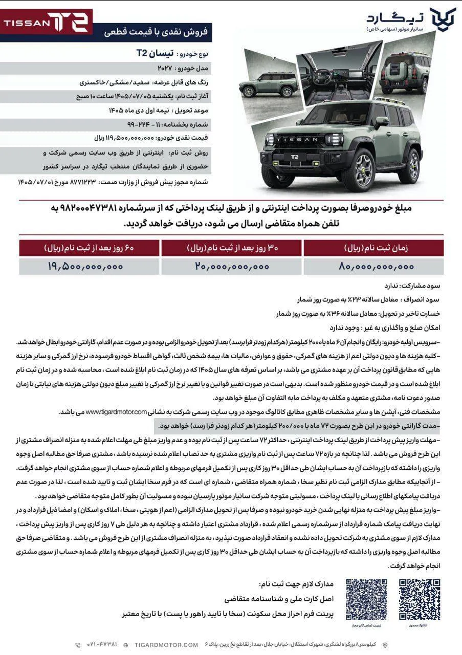 تیسان T2 تیگارد موتور تیسان T2 تیگارد موتور